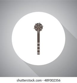 Old medieval iron mace isolated. Flat style, Simple vector icon
