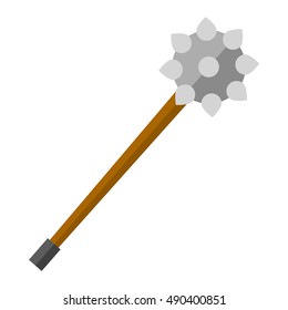 Old medieval iron mace isolated over white