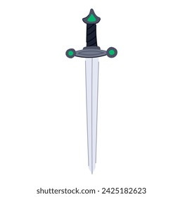vieja caricatura de espada medieval. daga de cuchillo, batalla vikinga, escudo fantasía vieja espada medieval signo. símbolo aislado ilustración vectorial