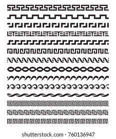 Old mediterranean greek mythology vector pattern repetitive borders set. Border pattern in greek style horizontal illustration