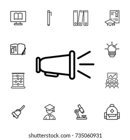 old megaphone icon on white background. set of education icons