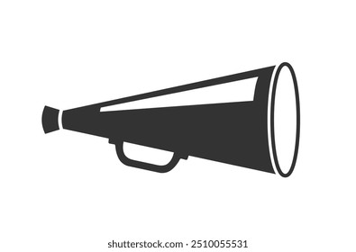 Old megaphone music flat style icon shape symbol. Voice sound speech logo silhouette sign. Vector illustration image. Isolated on white background.	