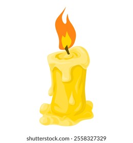 Old Melting Candle Light Cartoon color Illustration Icon