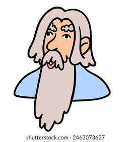 old men character portrait in doodle style in vector. line art for avatar design sticker coloring postcard poster print