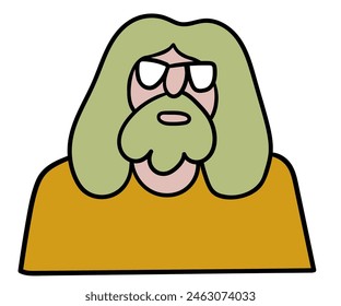 old men character portrait in doodle style in vector. line art for avatar design sticker coloring postcard poster print