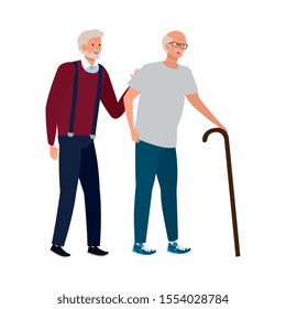 old men elegant avatar character vector illustration design