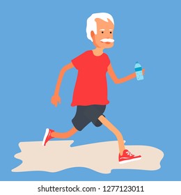 old men run water sport