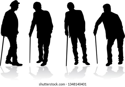 Old men silhouette, vector work.