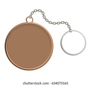 Old Metal, Elegant Key Chain, Flat Vector Illustration Isolated On White Background