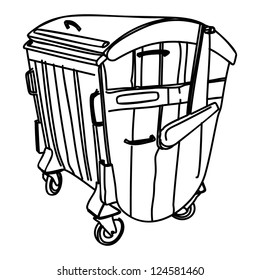 Old metal garbage container isolated on white with clipping path