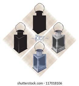 Old metal lantern, 3, vector
