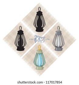 Old metal lantern, 5, vector