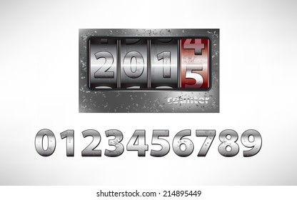 Old metal mechanical counter with year 2015