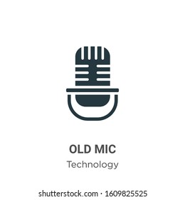 Old mic glyph icon vector on white background. Flat vector old mic icon symbol sign from modern technology collection for mobile concept and web apps design.