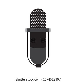 Old microphone black icon vector design illustration.