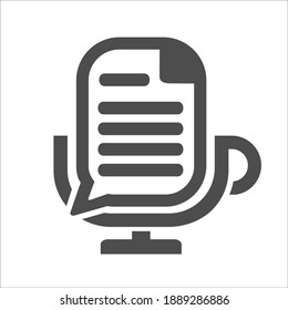 old microphone with bubble talk for podcast, simple and flat icon logo