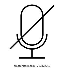 Old microphone disabled thin line icon. 96x96 for Web Graphics and Apps.  Simple Minimal Pictogram. Vector