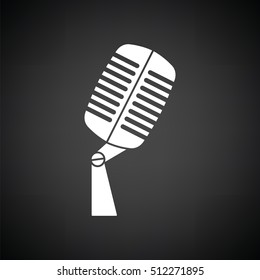 Old microphone icon. Black background with white. Vector illustration.