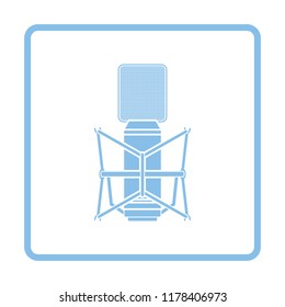 Old microphone icon. Blue frame design. Vector illustration.