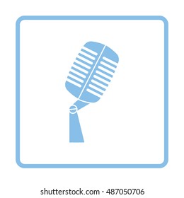 Old microphone icon. Blue frame design. Vector illustration.