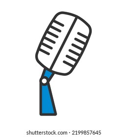 Old Microphone Icon. Editable Bold Outline With Color Fill Design. Vector Illustration.