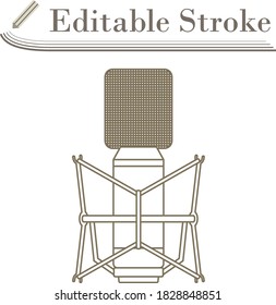 Old Microphone Icon. Editable Stroke Simple Design. Vector Illustration.