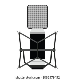 Old microphone icon. Flat color design. Vector illustration.