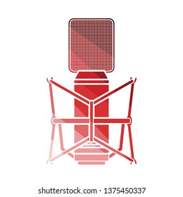 Old microphone icon. Flat color design. Vector illustration.