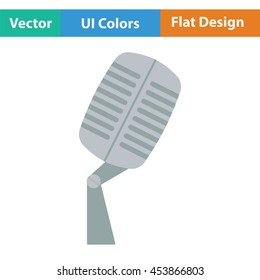 Old microphone icon. Flat color design. Vector illustration.