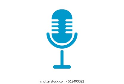 Old microphone icon  flat vector design blue