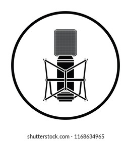 Old microphone icon. Thin circle design. Vector illustration.
