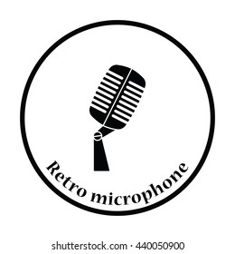 Old microphone icon. Thin circle design. Vector illustration.