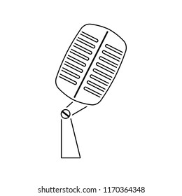 Old microphone icon. Thin line design. Vector illustration.