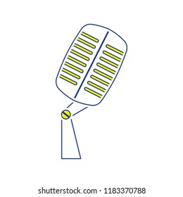 Old microphone icon. Thin line design. Vector illustration.