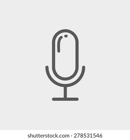 Old microphone icon thin line for web and mobile, modern minimalistic flat design. Vector dark grey icon on light grey background.
