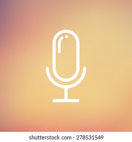 Old microphone icon thin line for web and mobile, modern minimalistic flat design. Vector white icon on gradient mesh background.