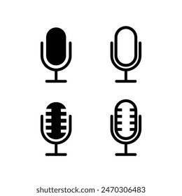 Old Microphone icon vector in set