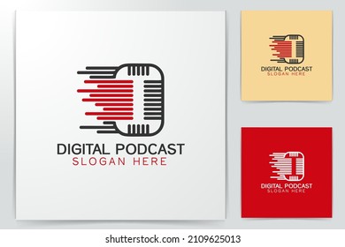old microphone line art, speed voice logo Designs Inspiration Isolated on White Background