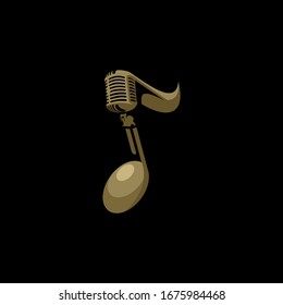 old microphone music logo icon vector