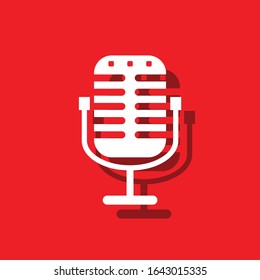 old microphone vector icon, condenser microphone