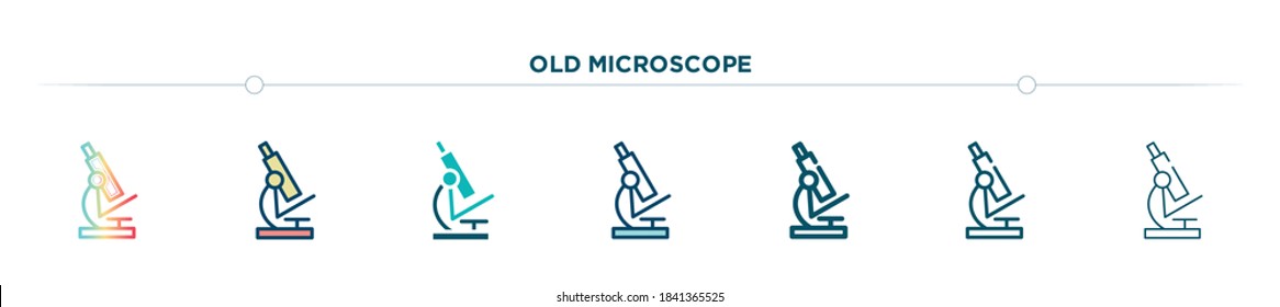 altes Mikroskop-Icon, das im Farbverlauf, gefüllt, zwei Farben, dünne Linie und Umriss-Stil entworfen wurde. Vektorgrafik alter Mikroskop-Vektorsymbole. kann für mobile, i, i, web
