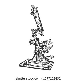 Old Microscope sketch engraving vector illustration. Scratch board style imitation. Hand drawn image.