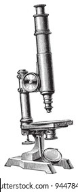 Old microscope / vintage illustrations from Meyers Konversations-Lexikon 1897