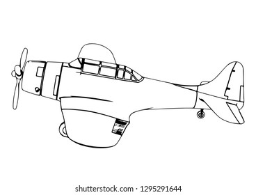 old military aircraft vector sketch