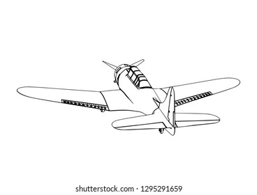 Silhouette Old Military Aircraft Vector Stock Vector (Royalty Free ...