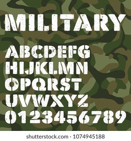 Old Military Alphabet Bold Letters Numbers Stock Illustration 