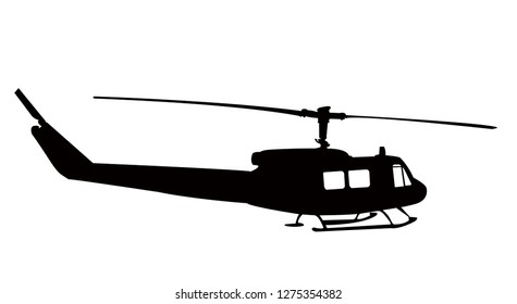 An Old Military Helicopter Silhouette Vector