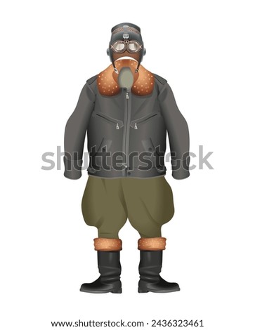 Old military pilot uniform on a white background. Vector illustration