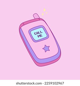  old mobile, cell phone, trendy vector illustration, nostalgia for 90s 2000s