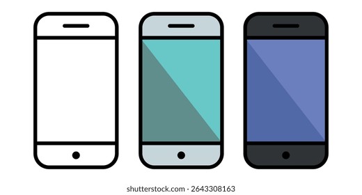 Old mobile icon set. Vector illustration.